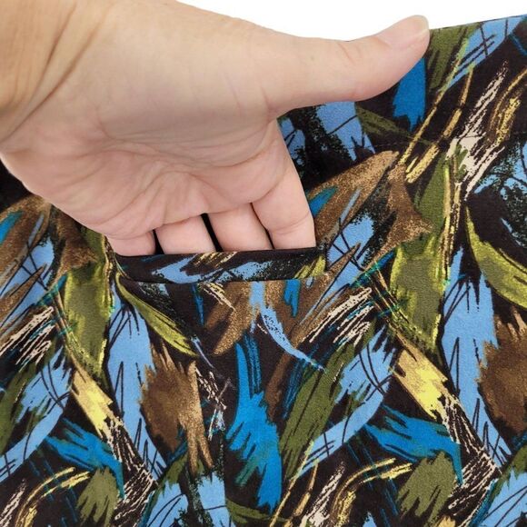 Christopher & Banks Skirt Wrap Retro 70's Abstract Mod Button Midi Blue 8 - Picture 6 of 14